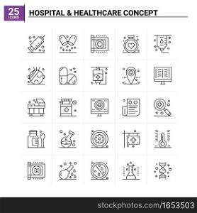 25 Hospital   Healthcare Concept icon set. vector background