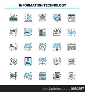 25 Information Technology Black and Blue icon Set. Creative Icon Design and logo template. Creative Black Icon vector background