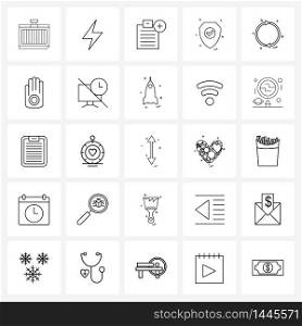 25 Interface Line Icon Set of modern symbols on arrow, security, clip, protected, shield Vector Illustration