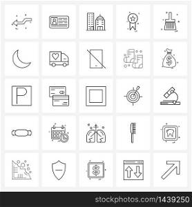 25 Interface Line Icon Set of modern symbols on paint, brush, city, award, star Vector Illustration