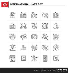 25 International Jazz Day icon set. vector background