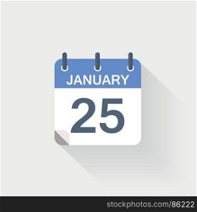 25 january calendar icon. 25 january calendar icon on grey background