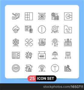25 Line Black Icon Pack Outline Symbols for Mobile Apps isolated on white background. 25 Icons Set.. Creative Black Icon vector background
