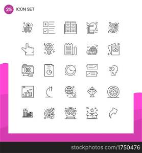 25 Line concept for Websites Mobile and Apps darts, scale, achievement, thinking, creative Editable Vector Design Elements
