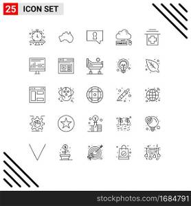 25 Line concept for Websites Mobile and Apps healthcare, cloud, travel, mouse, computing Editable Vector Design Elements