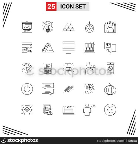 25 Line concept for Websites Mobile and Apps idol, honor, gold, shield, star Editable Vector Design Elements