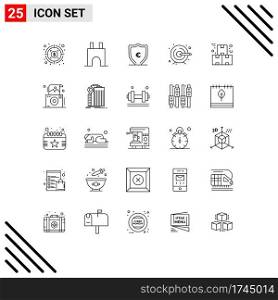 25 Line concept for Websites Mobile and Apps industry, box, euro, target, creative Editable Vector Design Elements