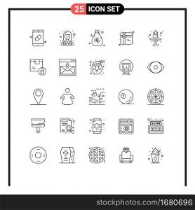 25 Line concept for Websites Mobile and Apps living, present, technician, shopping, money Editable Vector Design Elements