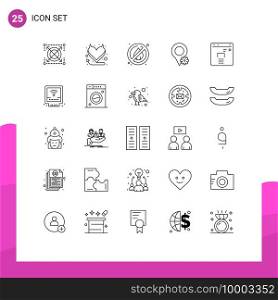 25 Line concept for Websites Mobile and Apps mechanical, marketing, no, finance, settings Editable Vector Design Elements