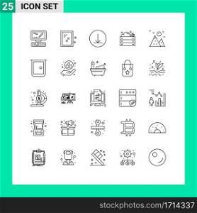 25 Line concept for Websites Mobile and Apps mountain, hill, download, hiking, nature Editable Vector Design Elements