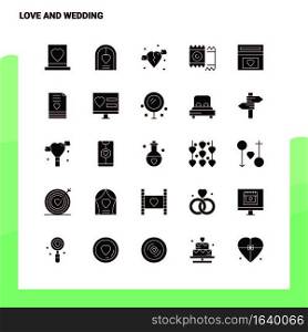 25 Love And Wedding Icon set. Solid Glyph Icon Vector Illustration Template For Web and Mobile. Ideas for business company.