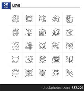 25 Love icon set. vector background