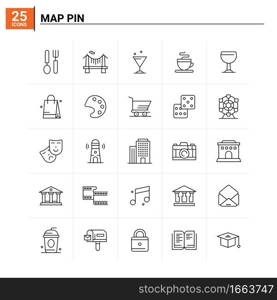 25 Map Pin icon set. vector background