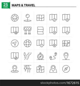 25 Maps   Travel icon set. vector background