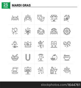 25 Mardi Gras icon set. vector background