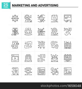 25 Marketing And Advertising icon set. vector background