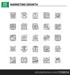 25 Marketing Growth icon set. vector background