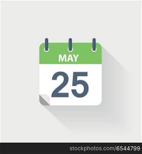 25 may calendar icon. 25 may calendar icon on grey background
