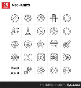 25 Mechanics icon set. vector background