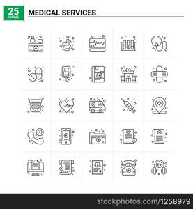 25 Medical Services icon set. vector background