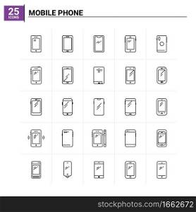 25 Mobile Phone icon set. vector background