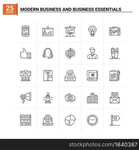 25 Modern Business and business essentials icon set. vector background