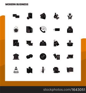 25 Modern Business Icon set. Solid Glyph Icon Vector Illustration Template For Web and Mobile. Ideas for business company.