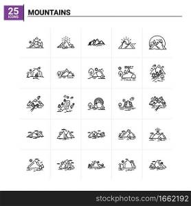 25 Mountains icon set. vector background