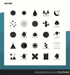 25 Nature Icon set. Solid Glyph Icon Vector Illustration Template For Web and Mobile. Ideas for business company.