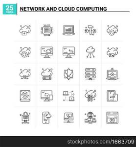 25 Network And Cloud Computing icon set. vector background