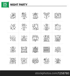 25 Night Party icon set. vector background