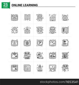 25 Online Learning icon set. vector background