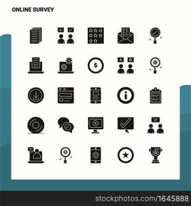 25 Online Survey Icon set. Solid Glyph Icon Vector Illustration Template For Web and Mobile. Ideas for business company.