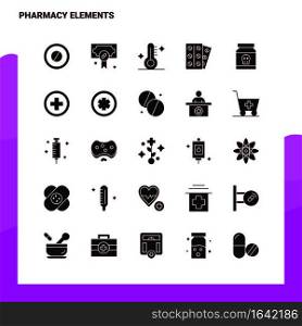 25 Pharmacy Elements Icon set. Solid Glyph Icon Vector Illustration Template For Web and Mobile. Ideas for business company.