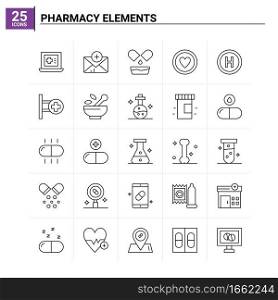 25 Pharmacy Elements icon set. vector background