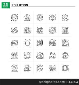 25 Pollution icon set. vector background