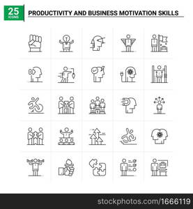 25 Productivity And Business Motivation Skills icon set. vector background