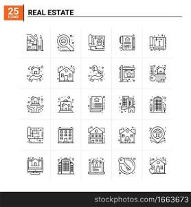 25 Real Estate icon set. vector background