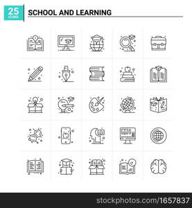 25 School And Learning icon set. vector background