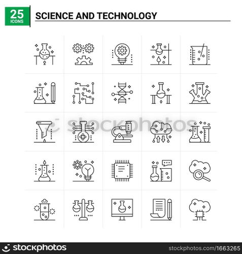 25 Science And Technology icon set. vector background