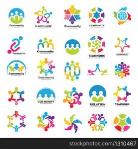 25 set icon and logo of Community, network and social design vector template
