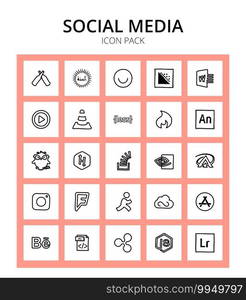 25 Social icon asymmetrik, overflow, less, stack, earlybirds Editable Vector Design Elements