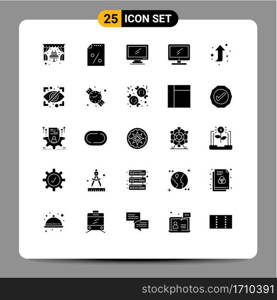 25 Solid Glyph concept for Websites Mobile and Apps eye, right up, computer, forward, pc Editable Vector Design Elements