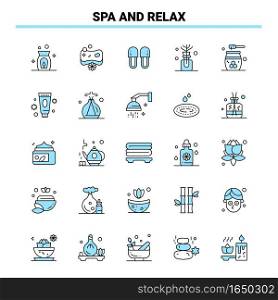 25 Spa And Relax Black and Blue icon Set. Creative Icon Design and logo template. Creative Black Icon vector background