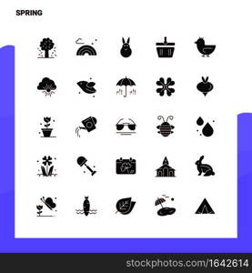 25 Spring Icon set. Solid Glyph Icon Vector Illustration Template For Web and Mobile. Ideas for business company.