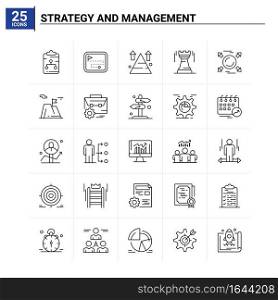 25 Strategy And Management icon set. vector background