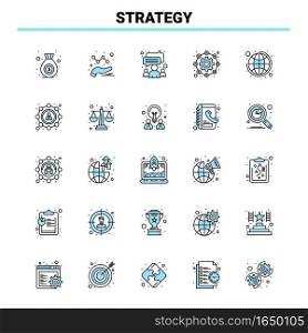 25 Strategy Black and Blue icon Set. Creative Icon Design and logo template. Creative Black Icon vector background