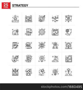 25 Strategy icon set. vector background