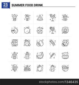25 Summer Food Drink icon set. vector background