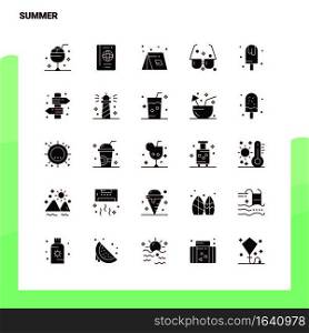 25 Summer Icon set. Solid Glyph Icon Vector Illustration Template For Web and Mobile. Ideas for business company.